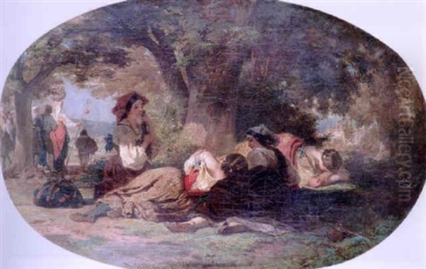 Italian Peasants Resting Beneath A Tree - view 1