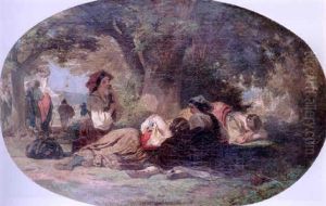 Italian Peasants Resting Beneath A Tree