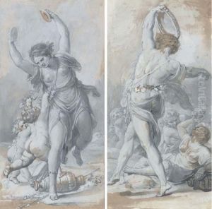 Une Allegorie De La Musique Dansant Avec Des Putti; Et Bacchusdansant Avec Des Figures by Jean Bardin