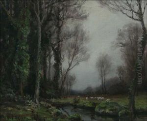 Sheep In A River Landscape