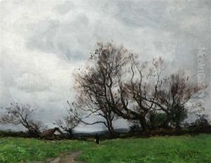 Figure In Country Landscape by Anna Althea Hills