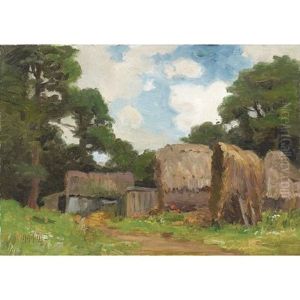 An Old Barnyard With Haystacks An Old Barnyard With Haystacks