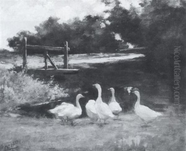 Geese By The Mill Pond - view 1