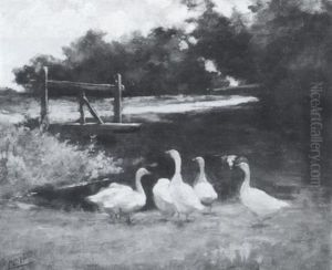 Geese By The Mill Pond by Laura Coombs Hills
