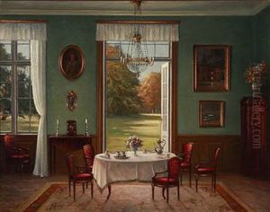 Interior From A Drawing Room With Open Doors With A Park