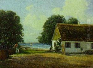 Sommerlandskab, I Forgrunden Kvinde Med Lille Pige Sommerlandskab, I Forgrunden Kvinde Med Lille Pige