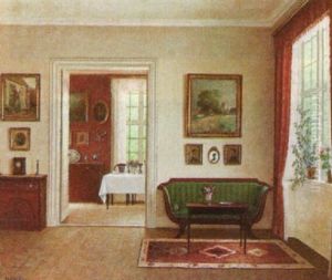 Interior With Green Sofa by Hans Hilsoe