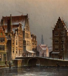 The Langebrugsteeg In Amsterdam On A Winter Day by Eduard Alexander Hilverdink