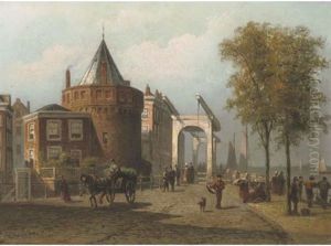 The Prins Hendrikkade With The Schreierstoren, Amsterdam by Eduard Alexander Hilverdink