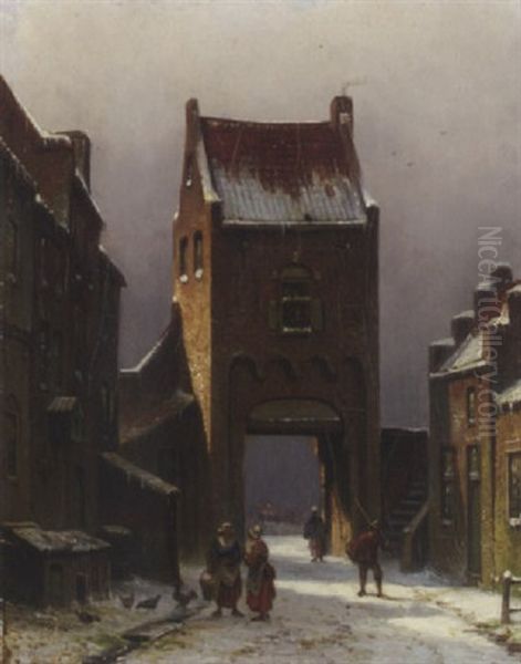 Villagers At The Village Gate - view 1