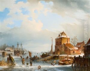 Winter Activities On The Ice by Johannes Hilverdink