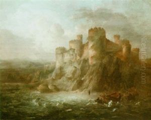 Sailing Vessel On A Choppy Sea Near A Castle