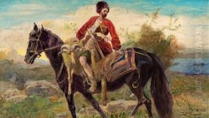 Reiter Mit Schafsbock by Joseph Himmel