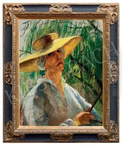 Self-portrait In A Yellow Hat by Katalin Hindi Szabo