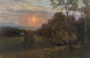 Sonnenuntergang Am Monchsberg Mit Blick In Das Westliche Flachland by Franz Hinterholzer