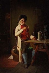 Alter Mann Am Tisch Im Wirtshaus by Johann Ferdinand Julius Hintze