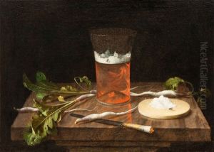 Stillleben Mit Bierglas, Rettich Und Salz by Johannes Georg Hinz