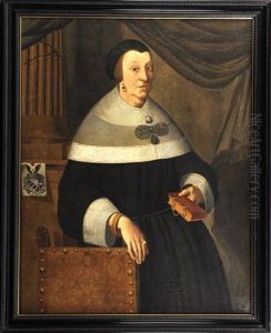 Bildnis Einer Dame In Schwarzem Kleid Mit Filigran Bestickten Verbramungen by Johannes Georg Hinz
