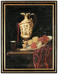 Stilleben Paradkanna, Frukter Och Olglas by Johannes Georg Hinz