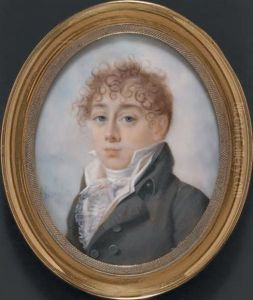 Portrait D'un Jeune Homme En Habit Gris Clair, Chemise Plissee De Voile Et Cravate Blanches, En Buste De Trois-quarts Vers La Gauche