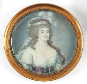 Portrait De Femme En Robe De Soie Blanche by Francois Hippolyte Desbuisson dit Hipolite