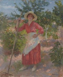 Jeune Femme Au Jardin by Marie Felix Hippolyte-Lucas