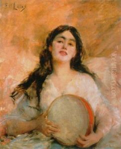 Frau Mit Tambourin by Marie Felix Hippolyte-Lucas