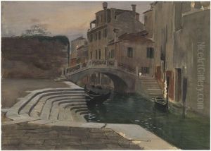 Venezia, Canale Con Gondole by Adolf Hiremy-Hirschl