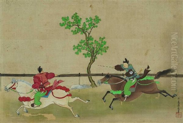 Two Horsemen At A Race - view 1
