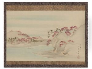 Red Leaves Along Tatsuta River by Hiroshige II (Ichiusai Shigenobu)