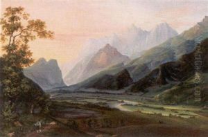 Tiroler Berglandschaft Mit Wanderern In Einem Weiten Flustal