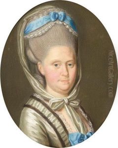 A Portrait Of A Gentleman, Bust Length, Wearing A Red Suit; A Portrait Of His Wife, Bust Length, Wearing A White And Blue Silk With Lace Dress And Hat A Portrait Of A Gentleman, Bust Length, Wearing A Red Suit; A Portrait Of His Wife, Bust Length, Wearing A White And Blue Silk With Lace Dress And Hat