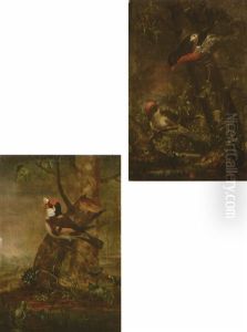 Rotkelchen Und Buchfink Im Geast Sitzend (+ Fink Auf Einem Baumstumpf; Pair) Rotkelchen Und Buchfink Im Geast Sitzend (+ Fink Auf Einem Baumstumpf; Pair)