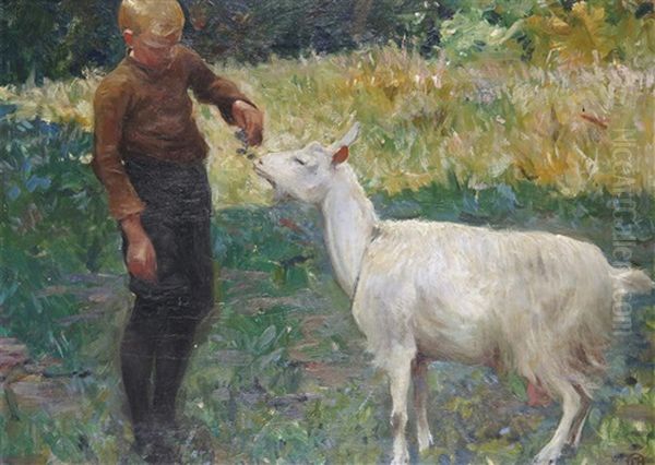 Boy With A Goat - view 1