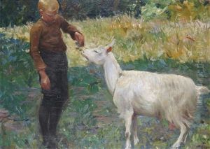 Boy With A Goat by Anton Hirschig