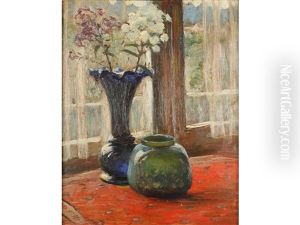 Still Life With Flowers In A Blue Vase by Anton Hirschig