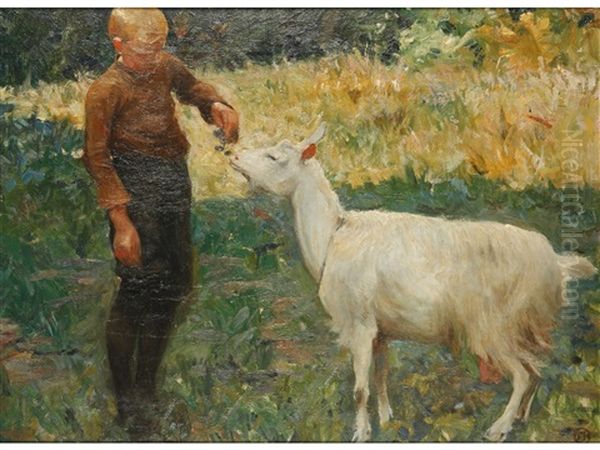Boy With A Goat - view 1
