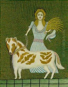 Girl With Dog by Morris Hirshfield