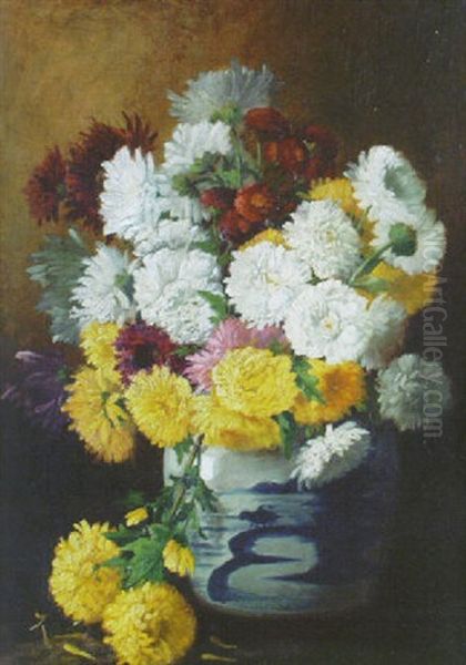 Chrysanthemums In A Canton Jar - view 1