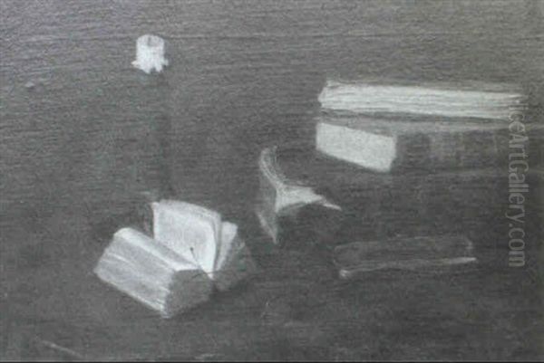 Still Life With Books And Candle - view 1