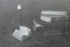 Still Life With Books And Candle