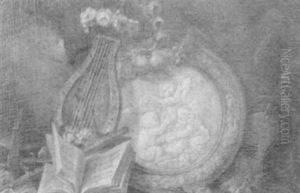 Still Life Of Flowers, Stringed Instruments, And A Plaster Relief by Claude Raguet Hirst