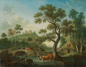 Landschaft Mit Hirten Und Architekturstaffage (+ Another; 2 Works)