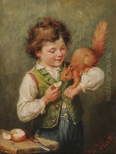 Boy With Squirrel by Heinrich Hirt