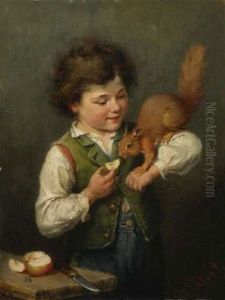Knabe Mit Eichkatzchen by Heinrich Hirt