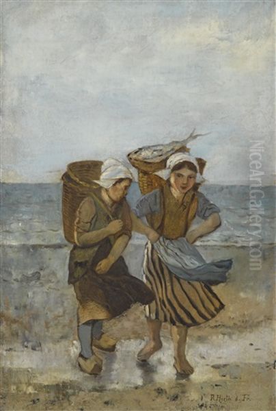 Zwei Fischermadchen Am Strand - view 1