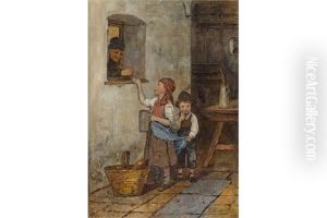 Zwei Kinder Am Bierausschank Zwei Kinder Am Bierausschank