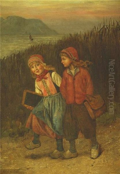 Zwei Schulmadchen Auf Dem Heimweg - view 1