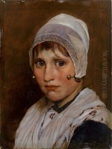 Portrait Einer Jungen Hollanderin Mit Weiser Haube Und Schultertuch