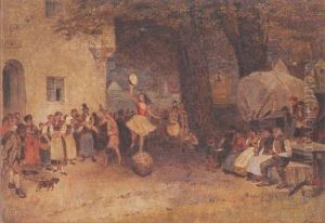 Gaukler-vorstellung Vor Dem Dorfgasthaus by Rudolf Hirth Du Frenes